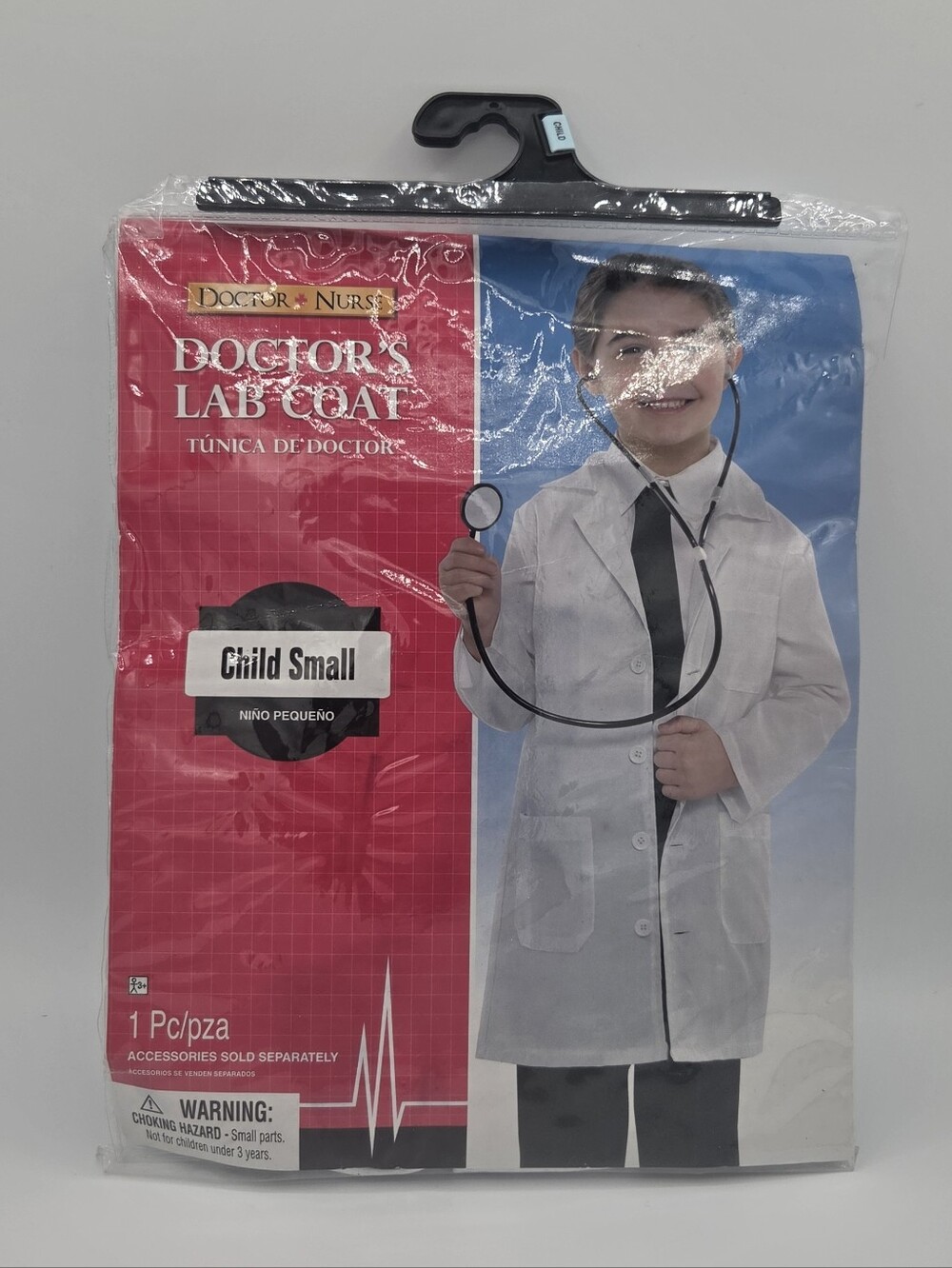 Doctor-Nurse Child Small White Lab Coat Costume w/ Stethoscope Polyester